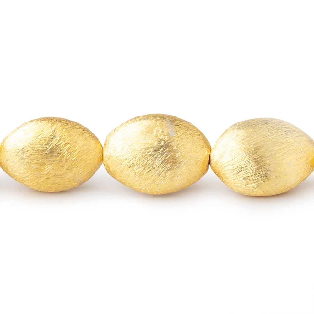 15x11mm 22kt Gold Plated Copper Brushed Puffy Ovals 8 inch 14 Beads (ONLINE ORDER ONLY)