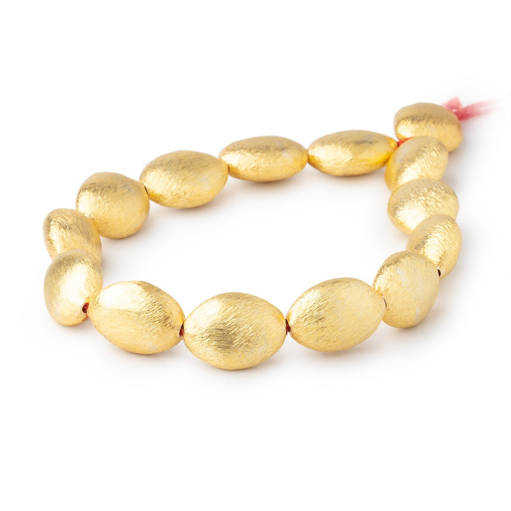 15x11mm 22kt Gold Plated Copper Brushed Puffy Ovals 8 inch 14 Beads (ONLINE ORDER ONLY)
