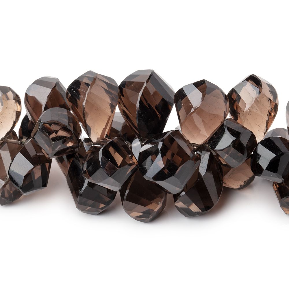 10x7-19x10mm Smoky Quartz Faceted Twist Beads 8 inch 69 pieces (ONLINE ORDER ONLY)