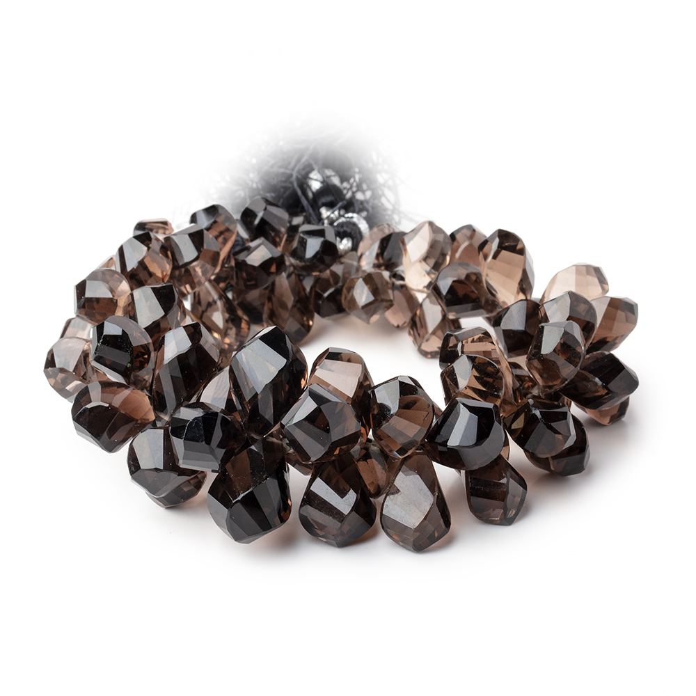 10x7-19x10mm Smoky Quartz Faceted Twist Beads 8 inch 69 pieces (ONLINE ORDER ONLY)