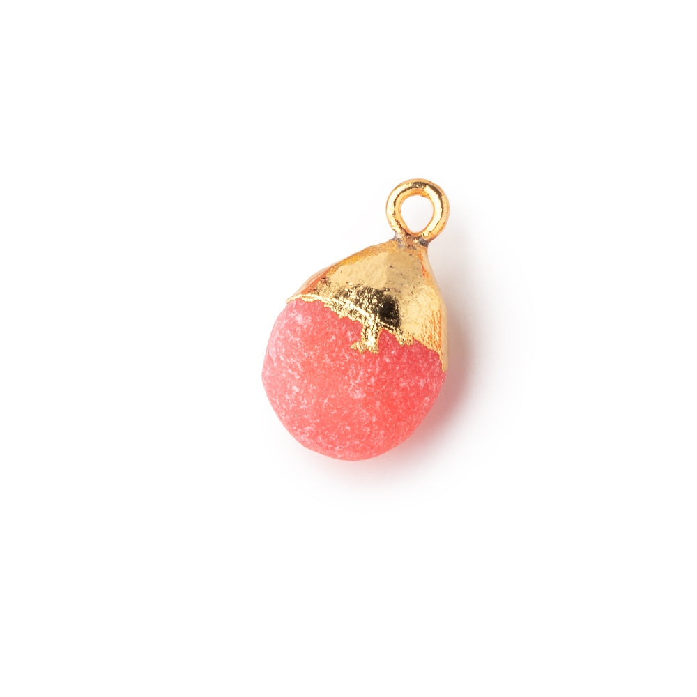 14x9mm Gold Leafed Frosted Watermelon Chalcedony Focal Pendant 1 piece (ONLINE ORDER ONLY)