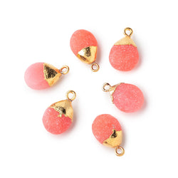 14x9mm Gold Leafed Frosted Watermelon Chalcedony Focal Pendant 1 piece (ONLINE ORDER ONLY)