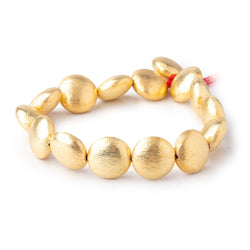 14mm 22kt Gold Plated Copper Brushed Puffy Coin 8 inch 15 Beads (ONLINE ORDER ONLY)