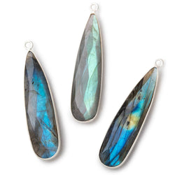 42x11mm Silver Bezeled Labradorite Faceted Pear Pendant 1 piece (ONLINE ORDER ONLY)