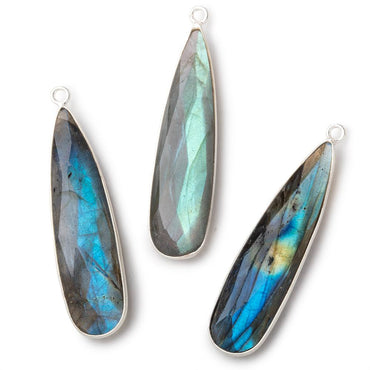 42x11mm Silver Bezeled Labradorite Faceted Pear Pendant 1 piece (ONLINE ORDER ONLY)
