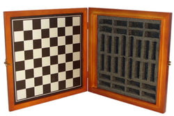 Chess Set - Cats & Dogs Resin Men on Cherry Stained Chest (ONLINE ORDER ONLY)
