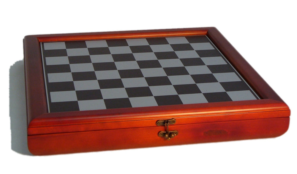 Chess Set - Cats & Dogs Resin Men on Cherry Stained Chest (ONLINE ORDER ONLY)