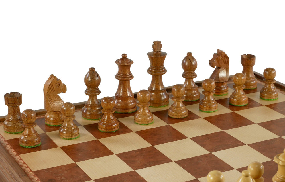 Chess Set - Walnut/Maple Chest and Single Weighted Chessmen (ONLINE ORDER ONLY)