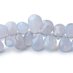 9x7-10x8mm Turkish Blue Chalcedony Faceted Pear Beads 8 inch 55 pieces  AA (ONLINE ORDER ONLY)