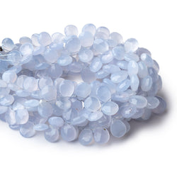 9x7-10x8mm Turkish Blue Chalcedony Faceted Pear Beads 8 inch 55 pieces  AA (ONLINE ORDER ONLY)