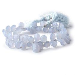 9x7-10x8mm Turkish Blue Chalcedony Faceted Pear Beads 8 inch 55 pieces  AA (ONLINE ORDER ONLY)