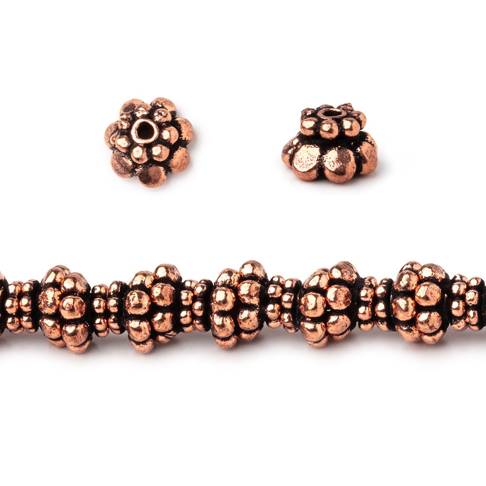 6x4mm Antiqued Copper Bead Caps 8 inch 54 pieces (ONLINE ORDER ONLY)