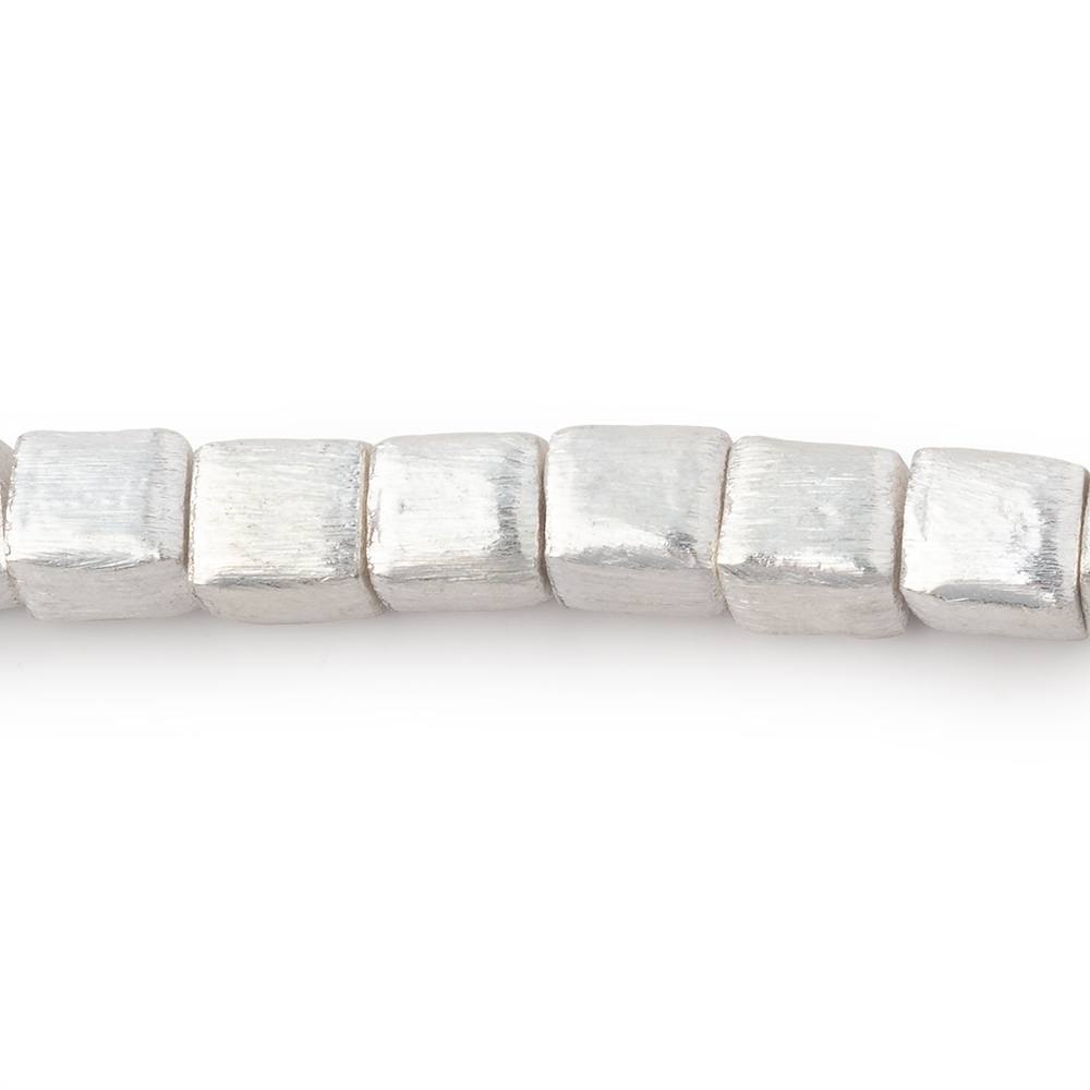 6mm Silver Plated Brushed Cube Beads 8 inch 30 pieces (ONLINE ORDER ONLY)