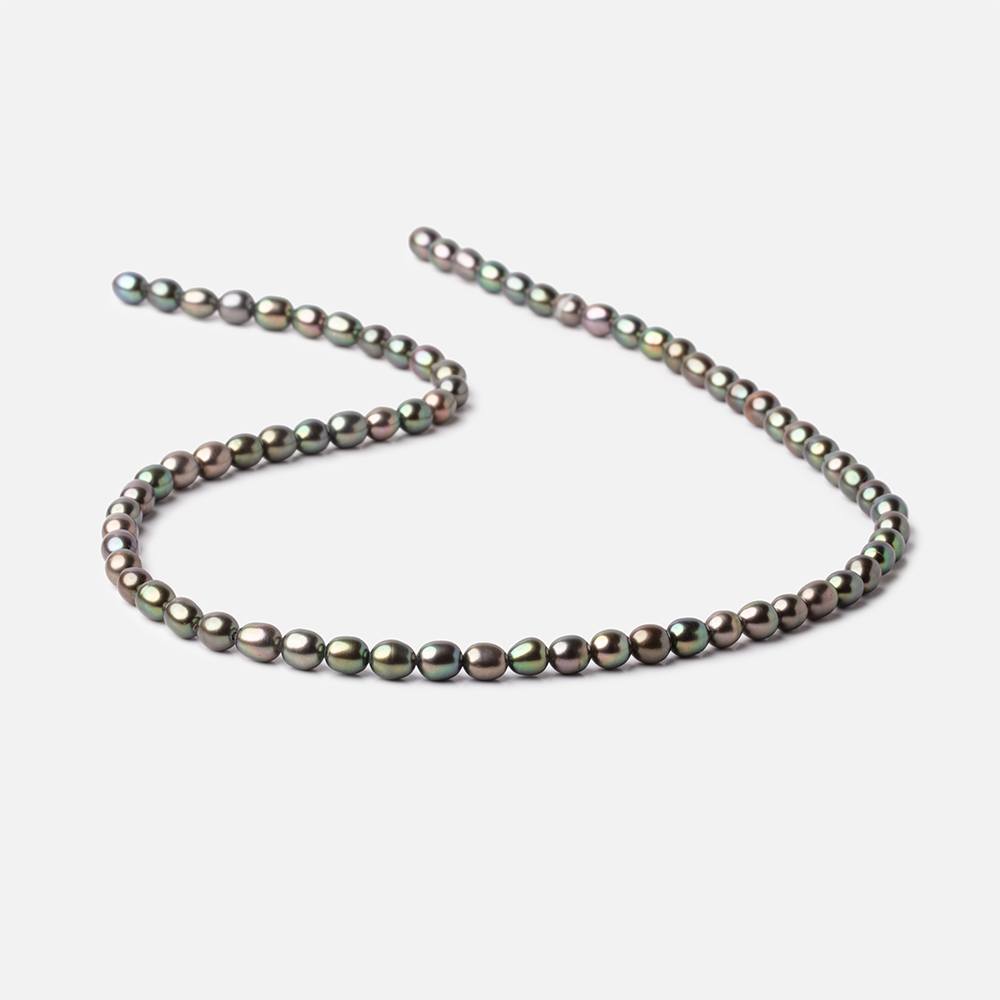 6x5mm Mushroom Green Oval Freshwater Pearl Beads 15.5 inch 62 pieces (ONLINE ORDER ONLY)