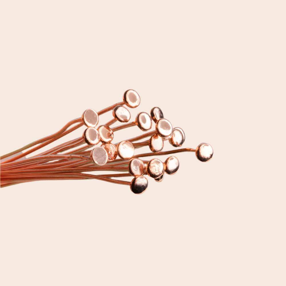 2" length Copper Headpin with flat circular head, 24 Gauge 20 pcs per bag (ONLINE ORDER ONLY)
