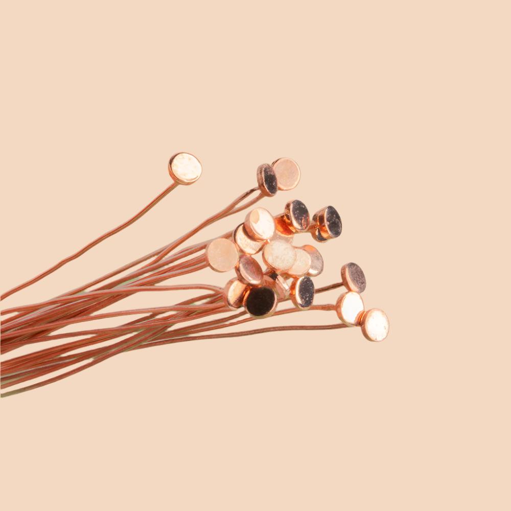 3 inch Length Copper Headpin with flat circular head, 28 Gauge 22 pcs per bag (ONLINE ORDER ONLY)