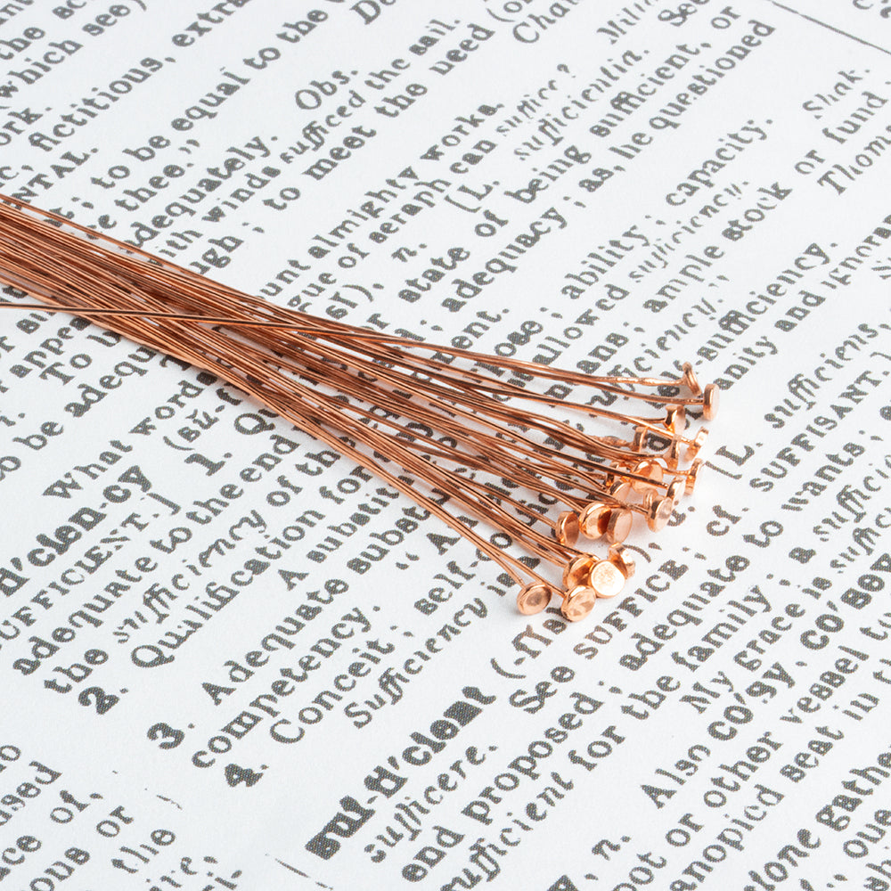 3 inch Length Copper Headpin with flat circular head, 28 Gauge 22 pcs per bag (ONLINE ORDER ONLY)