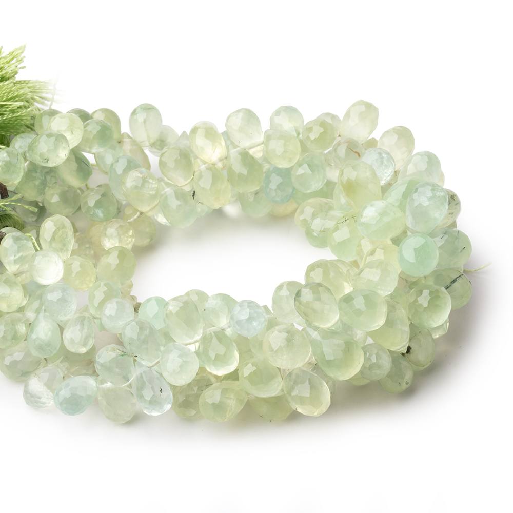 7-10mm Prehnite Tear Drop Briolette Beads 7.75 inch 65 pieces (ONLINE ORDER ONLY)