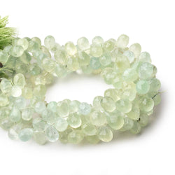 7-10mm Prehnite Tear Drop Briolette Beads 7.75 inch 65 pieces (ONLINE ORDER ONLY)
