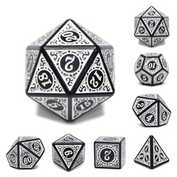 White Magic Flame 7-Dice Set DND RPG Dice Black w/Color Fill (Online Only)
