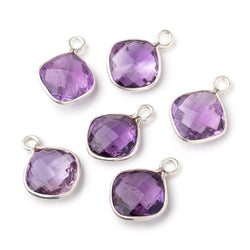 15x15mm .925 Silver Bezel Amethyst Faceted Pillow Pendant 1 piece (ONLINE ORDER ONLY)