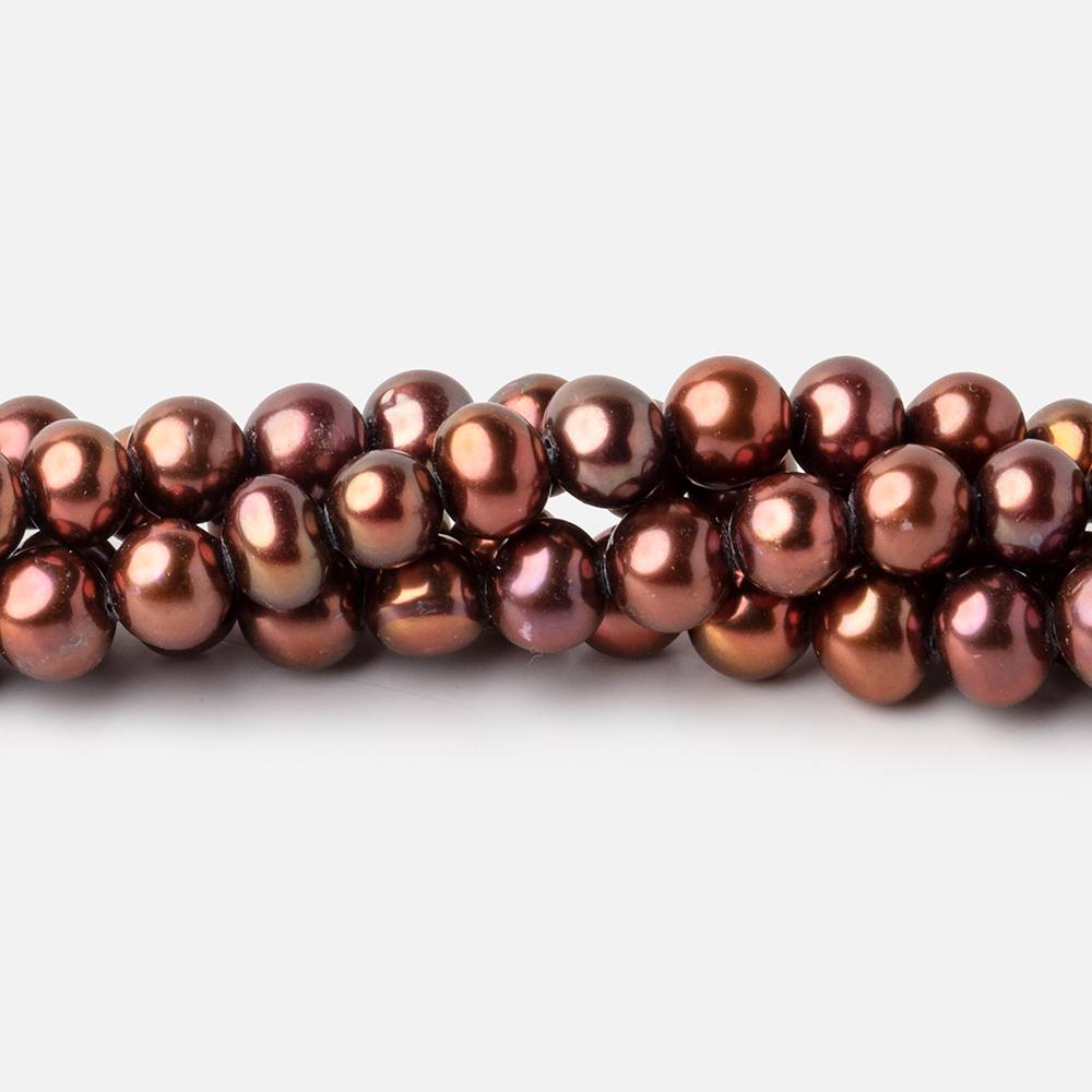 6x5mm Cinnamon Brown Off Round Freshwater Pearls 16 inch 76 pieces (ONLINE ORDER ONLY)
