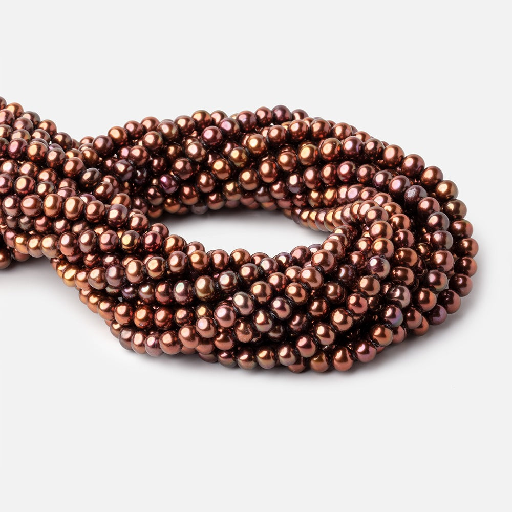 6x5mm Cinnamon Brown Off Round Freshwater Pearls 16 inch 76 pieces (ONLINE ORDER ONLY)