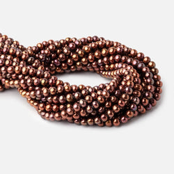 6x5mm Cinnamon Brown Off Round Freshwater Pearls 16 inch 76 pieces (ONLINE ORDER ONLY)