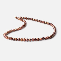 6x5mm Cinnamon Brown Off Round Freshwater Pearls 16 inch 76 pieces (ONLINE ORDER ONLY)