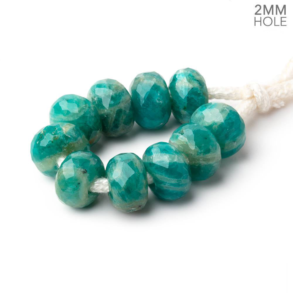 8mm Russian Amazonite 2mm Large Hole Faceted Rondelle Bead Set of 10 (ONLINE ORDER ONLY)