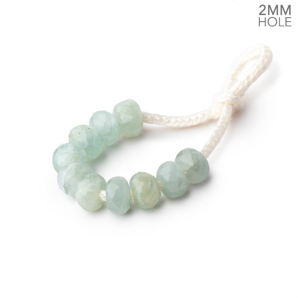 6mm Milky Aquamarine 2mm Large Hole Faceted Rondelle Set of 10 (ONLINE ORDER ONLY)