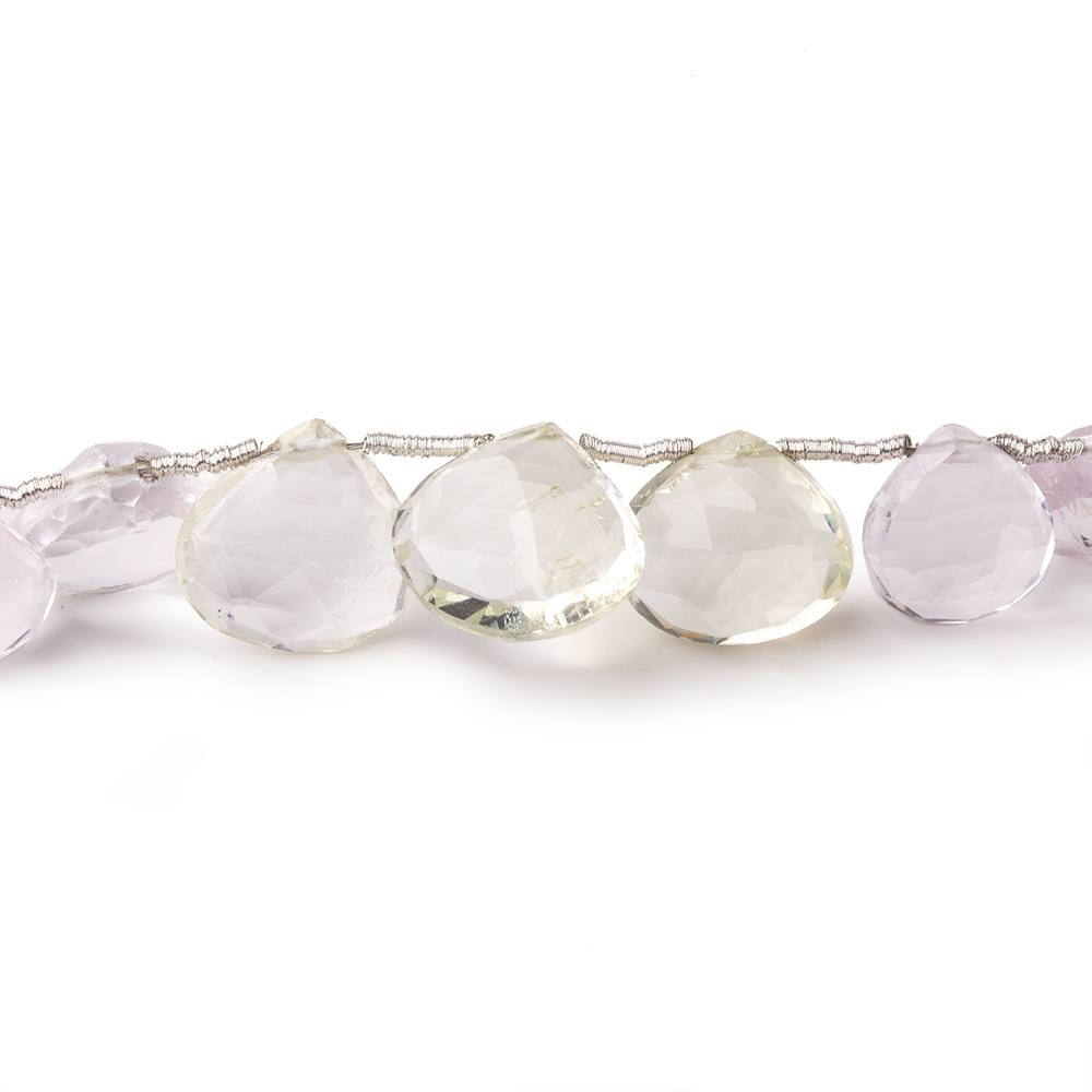 9-11mm Hiddenite and Kunzite Faceted Heart Beads 6 inch 16 pieces (ONLINE ORDER ONLY)