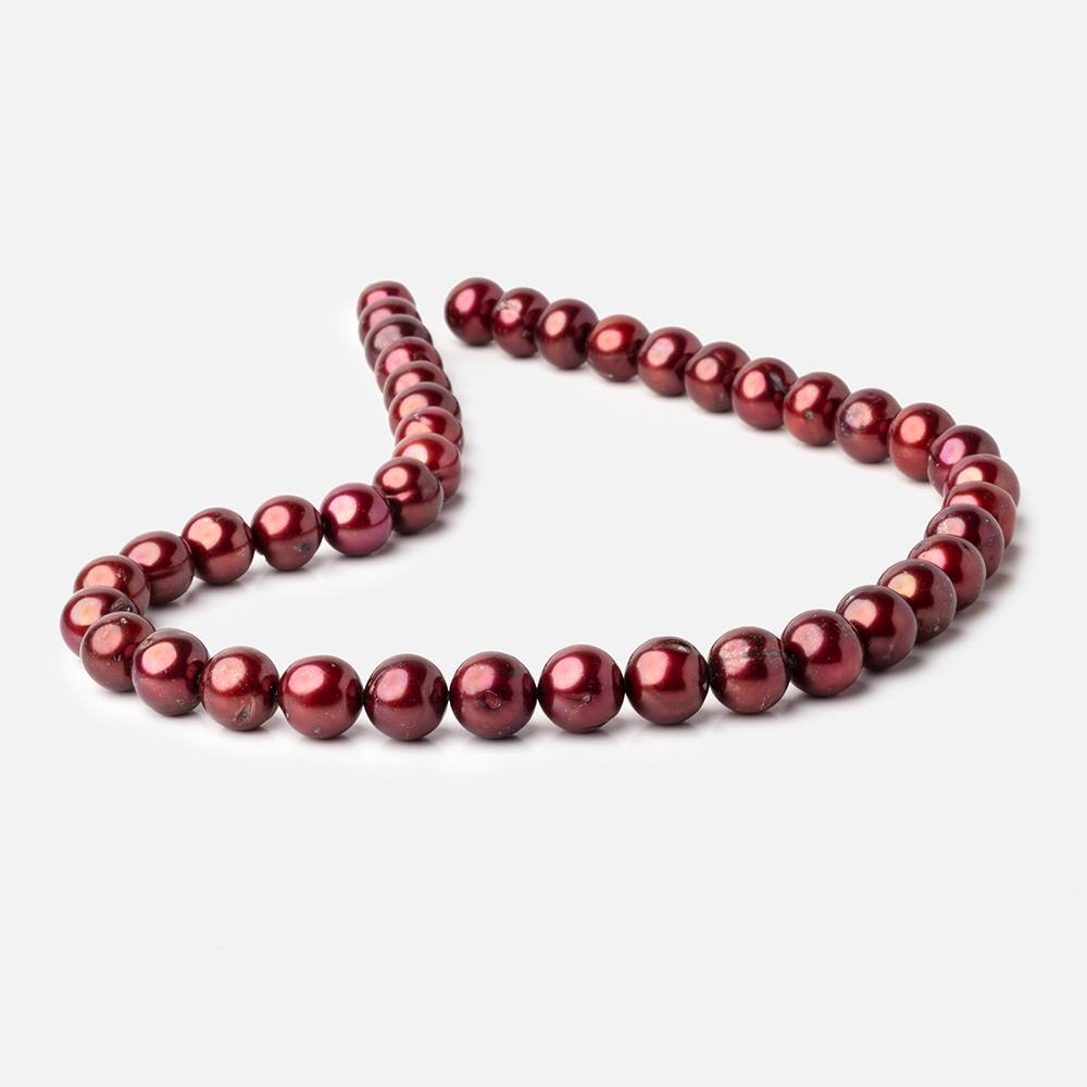 10x9mm Cranberry Red Off Round Freshwater Pearl Beads 16 inch 42 pieces (ONLINE ORDER ONLY)