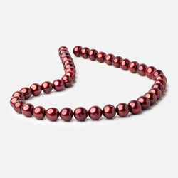 10x9mm Cranberry Red Off Round Freshwater Pearl Beads 16 inch 42 pieces (ONLINE ORDER ONLY)