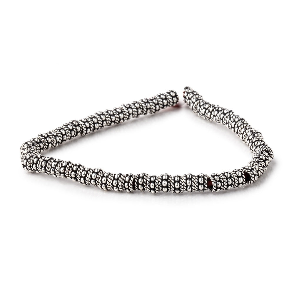 5x3mm Antiqued Sterling Silver Plated Copper Twisted Spacer 8 inch 63 beads (ONLINE ORDER ONLY)
