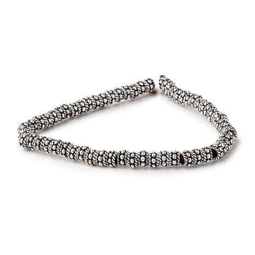 5x3mm Antiqued Sterling Silver Plated Copper Twisted Spacer 8 inch 63 beads (ONLINE ORDER ONLY)