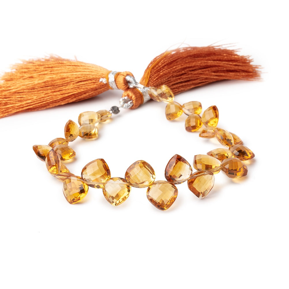 6-8mm Madeira Citrine Shoulder Drilled Faceted Hearts 6.5 inch 30 Beads AAA (ONLINE ORDER ONLY)