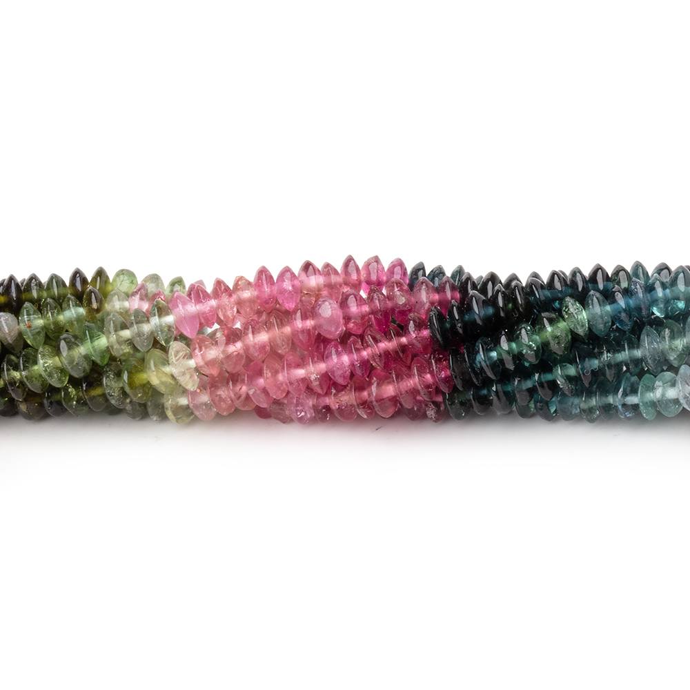 3.5mm Multi Color Tourmaline Plain Disc Rondelles 15.25 inch 230 Beads (ONLINE ORDER ONLY)
