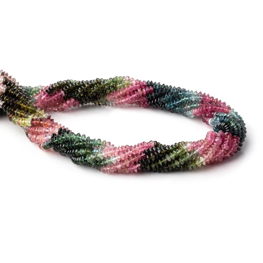 3.5mm Multi Color Tourmaline Plain Disc Rondelles 15.25 inch 230 Beads (ONLINE ORDER ONLY)