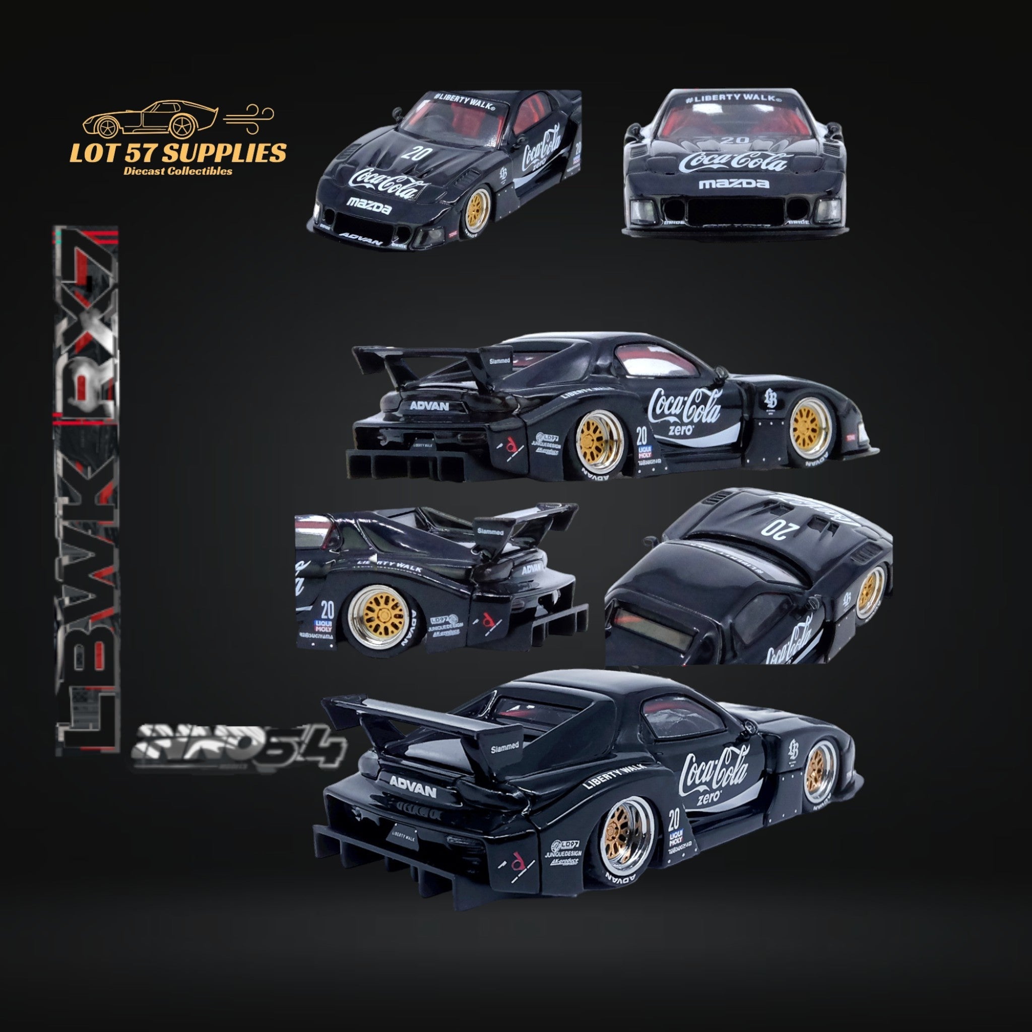 Inno64 Mazda RX-7 LBWK in Black 1:64 IN64-LBWK-RX7-01 (ONLINE ORDER ONLY)