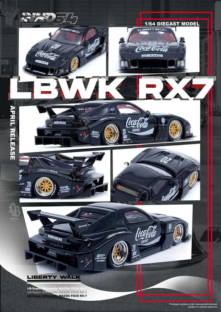 Inno64 Mazda RX-7 LBWK in Black 1:64 IN64-LBWK-RX7-01 (ONLINE ORDER ONLY)