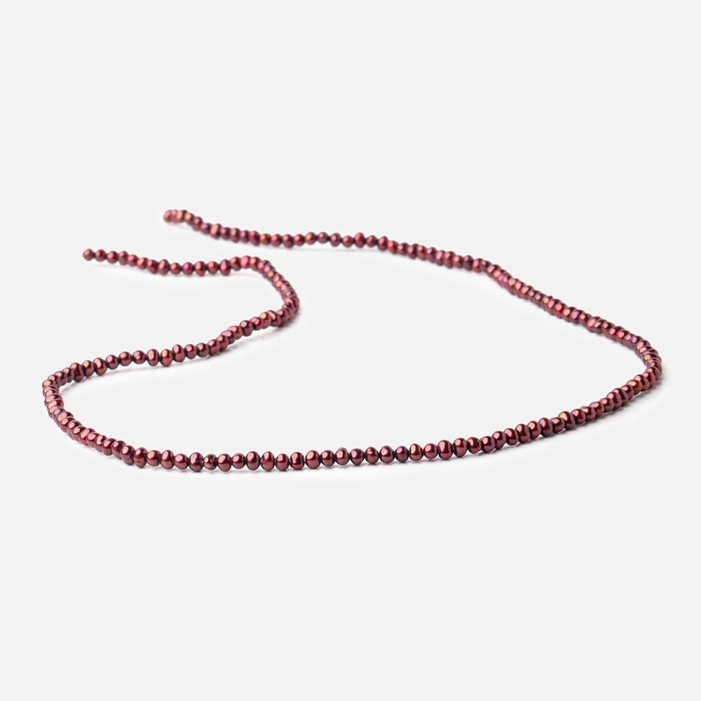 3x2mm Wine Red Off Round Freshwater Pearls 15 inch 172 pieces (ONLINE ORDER ONLY)