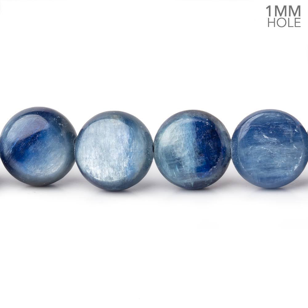 8mm Ceylon Blue Kyanite Plain Coins 16 inch 52 Beads 1mm Hole (ONLINE ORDER ONLY)
