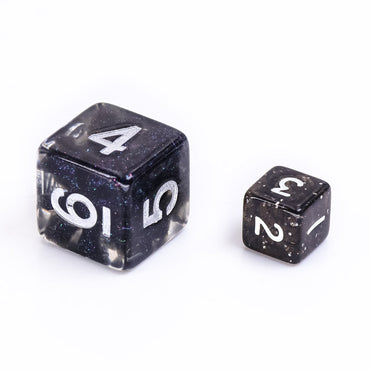 Black Glitter 7-Dice Mini-Dice RPG Set w/White Numbers Miniature Dice (Online Only)