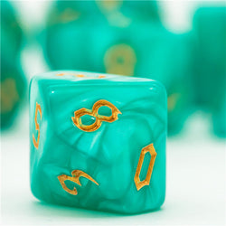 Seafoam Macaron 7-Dice Blend Set w/Gold Numbers (Online Only)