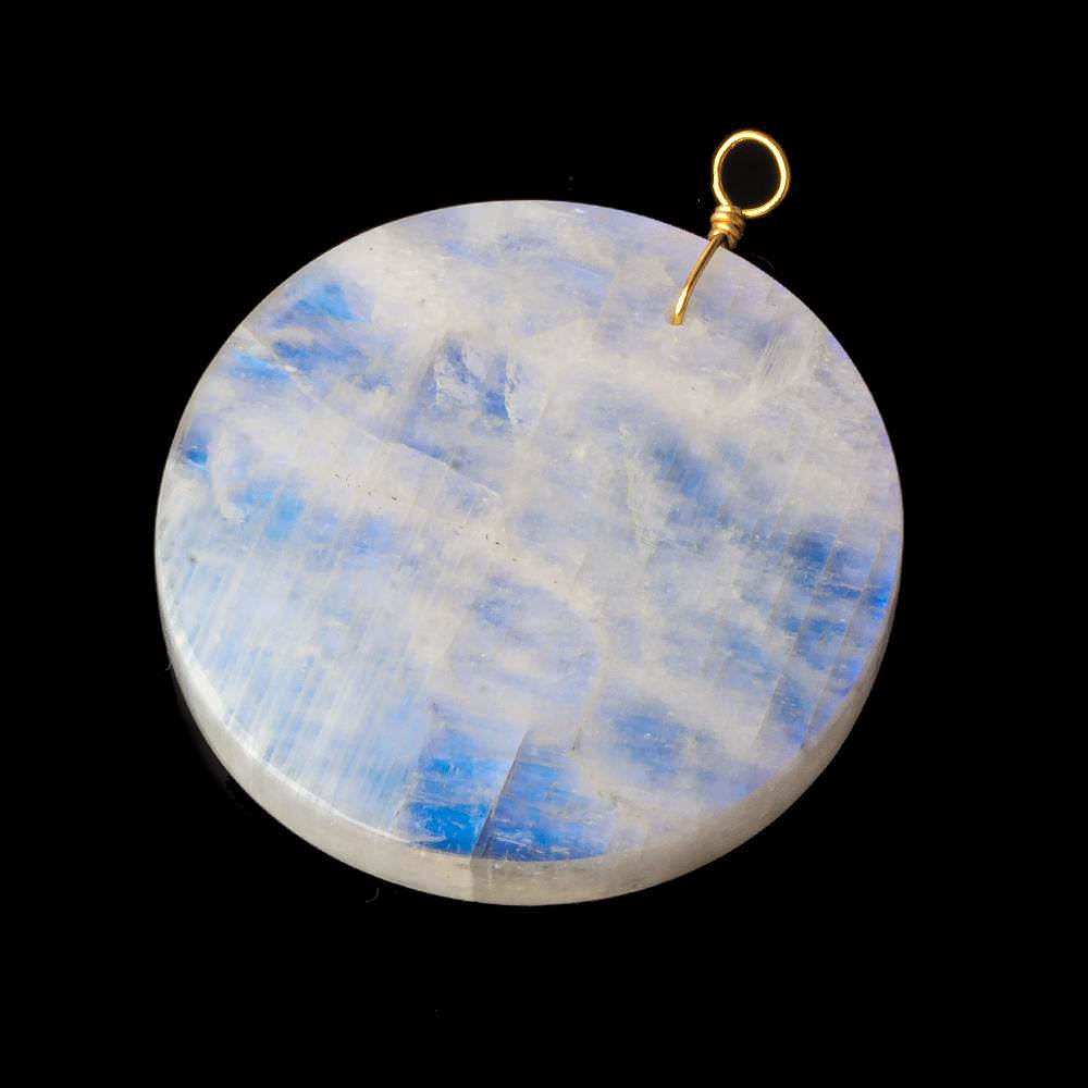 40mm Rainbow Moonstone plain coin disc focal beads 1 piece AA (ONLINE ORDER ONLY)