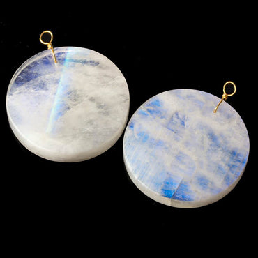 40mm Rainbow Moonstone plain coin disc focal beads 1 piece AA (ONLINE ORDER ONLY)