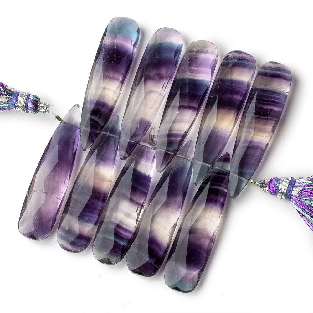 40x10mm Multi Color Banded Fluorite faceted pears 3 inch 10 beads AAA (ONLINE ORDER ONLY)