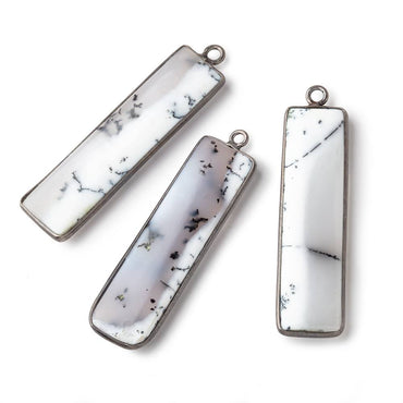 40x12mm Black Gold Bezel Dendritic Opal Plain Bar Pendant 1 piece (ONLINE ORDER ONLY)