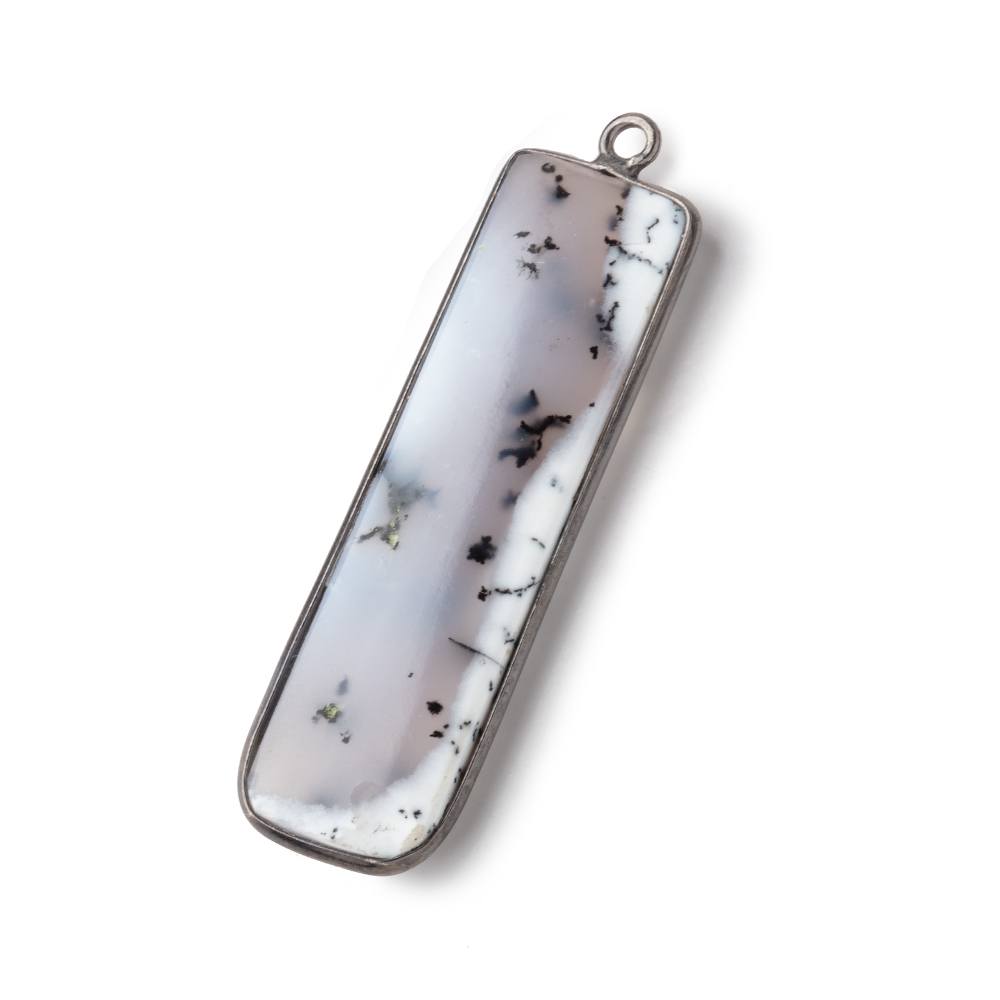 40x12mm Black Gold Bezel Dendritic Opal Plain Bar Pendant 1 piece (ONLINE ORDER ONLY)